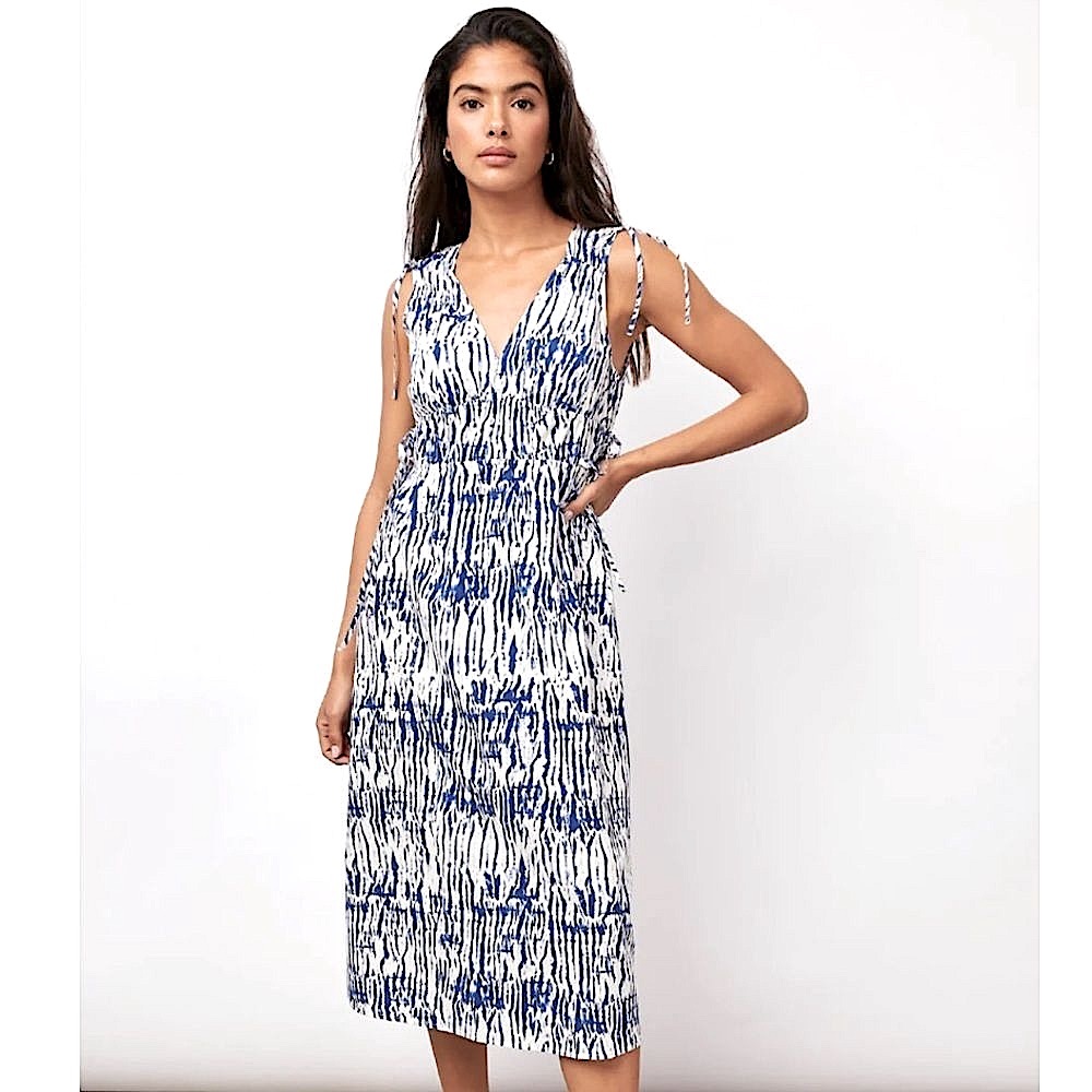 Rails Constantine Dress Cobalt Blue Shibori Midi Dress Size Large